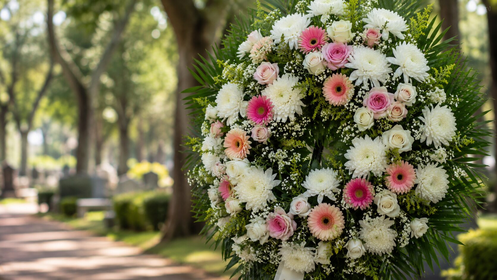 Coroa de flores para entrega no Cemitério de São Pedro Vila Alpina